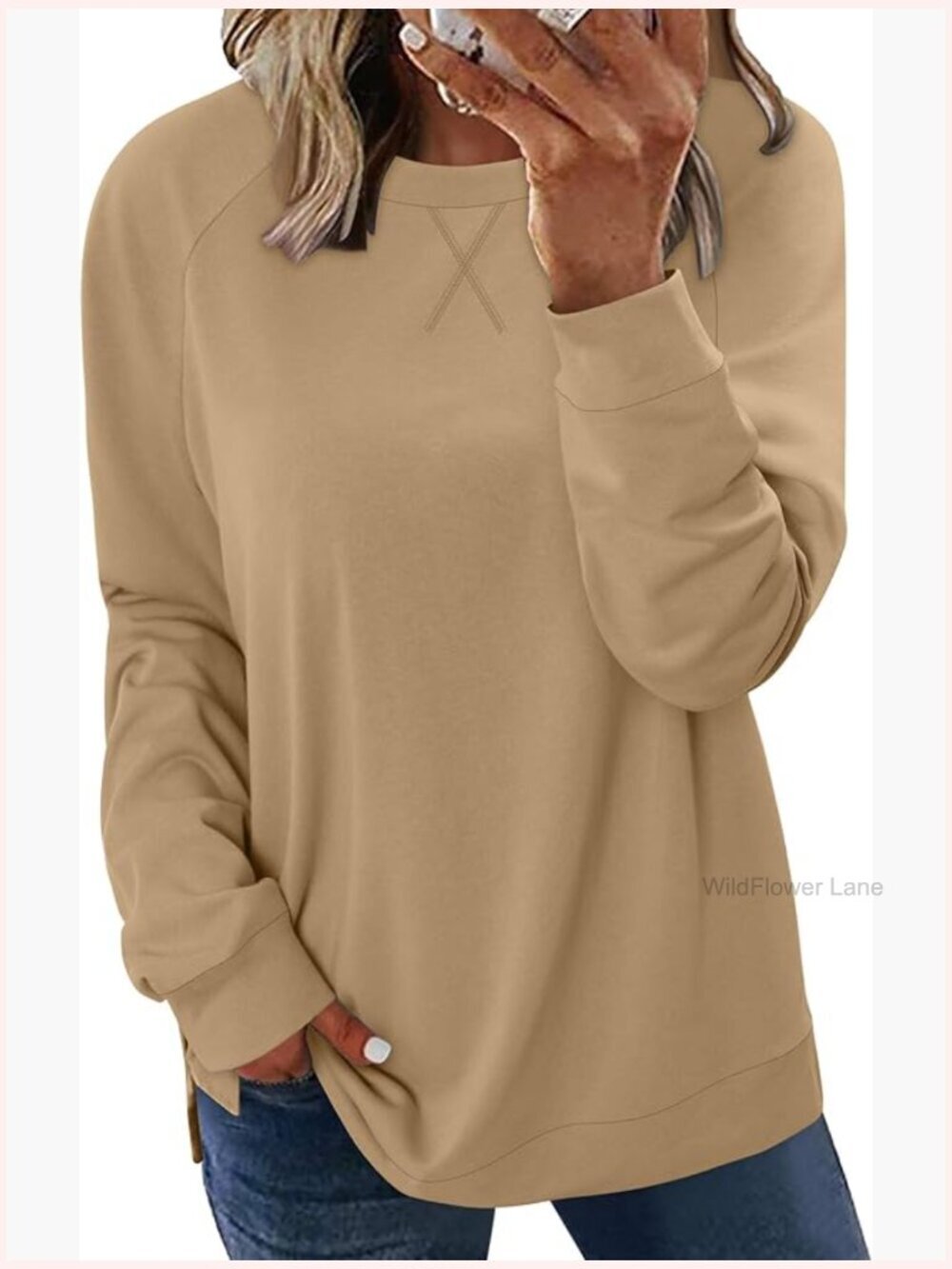 Oversized Crew Neck Sweatshirt Long Sleeve Casual Loose Pullover Tops Fall